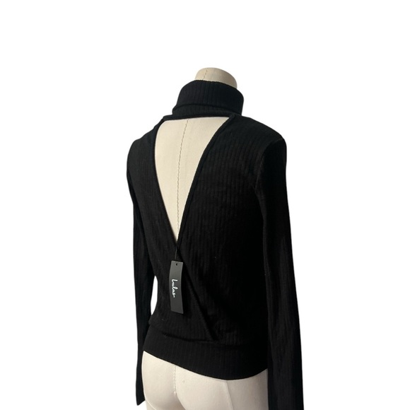 NWT Black Turtleneck Open Back Sweater in XS - Picture 6 of 9
